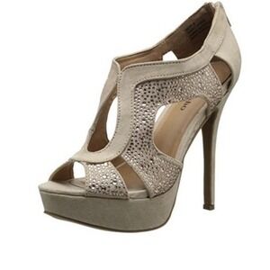 Zigi Soho Pumps SilvyFaux Suede Rhinestone Studded Stiletto Platform Heel 8 $189